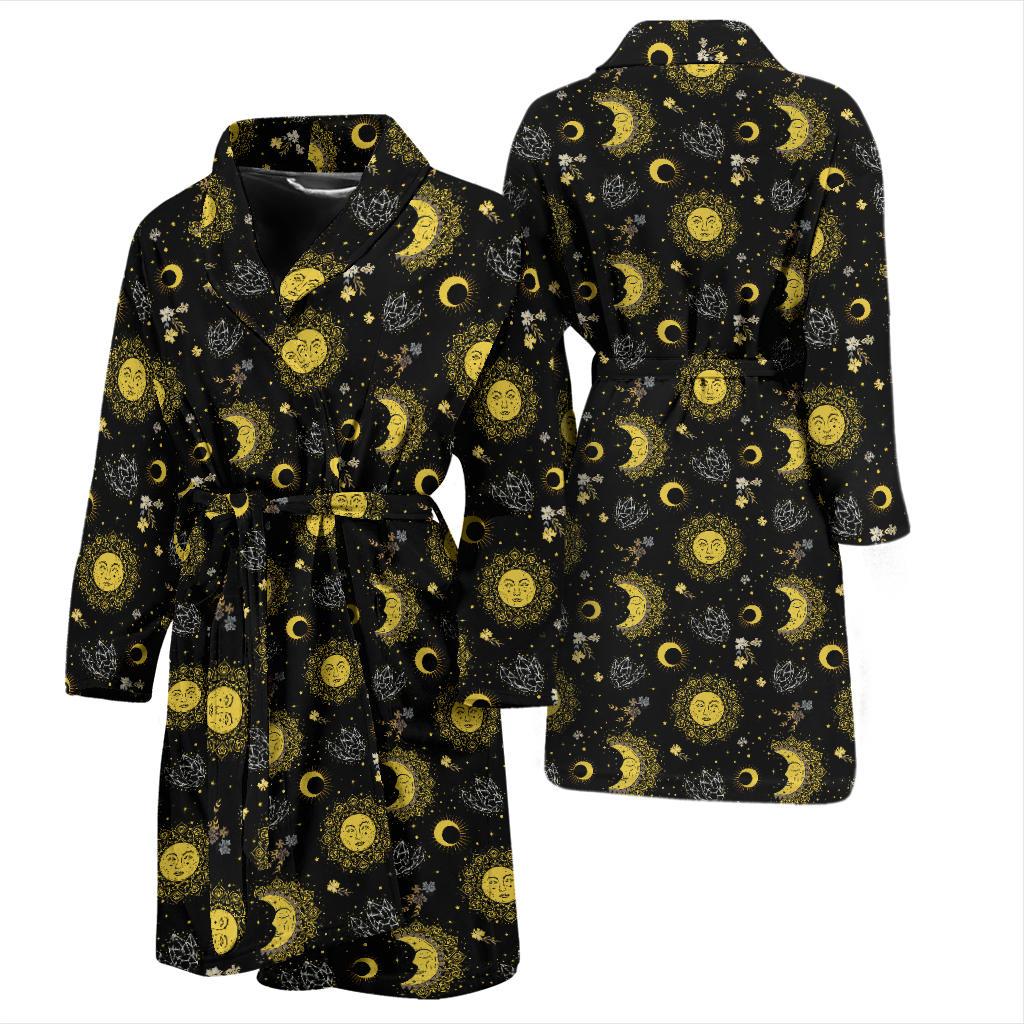 Sun Moon Golden Design Themed Print Men Bath Robe-JTAMIGO.COM