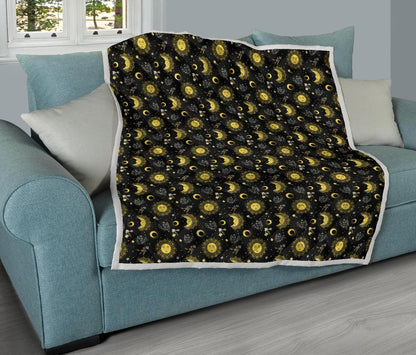 Sun Moon Golden Design Themed Print Premium Quilt-JTAMIGO.COM