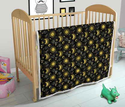 Sun Moon Golden Design Themed Print Premium Quilt-JTAMIGO.COM
