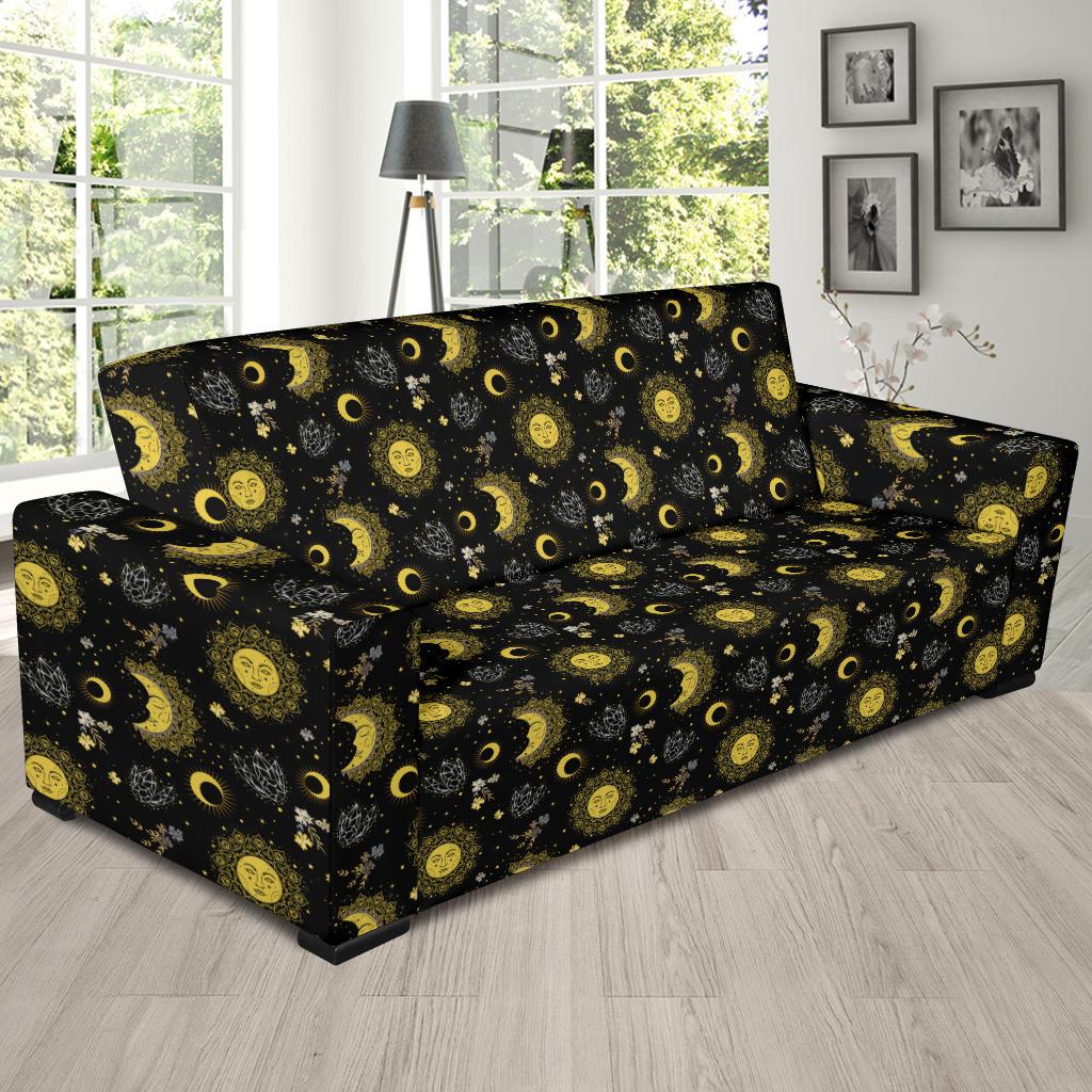 Sun Moon Golden Design Themed Print Sofa Slipcover-JTAMIGO.COM
