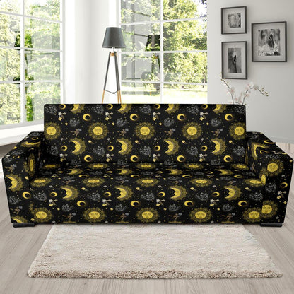 Sun Moon Golden Design Themed Print Sofa Slipcover-JTAMIGO.COM