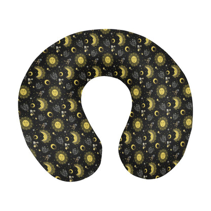 Sun Moon Golden Design Themed Print U-Shaped Travel Neck Pillow-JTAMIGO.COM