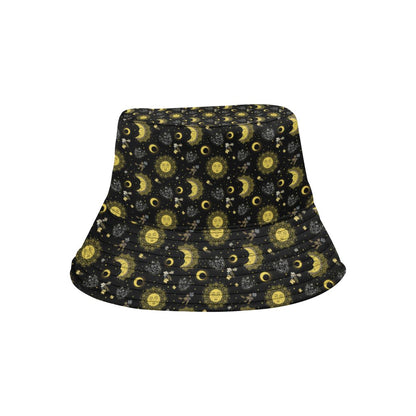 Sun Moon Golden Design Themed Print Unisex Bucket Hat