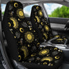 Sun Moon Golden Design Themed Print Universal Fit Car Seat Covers