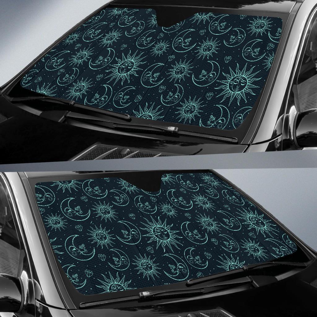 Sun Moon Magic Design Themed Print Car Sun Shade For Windshield
