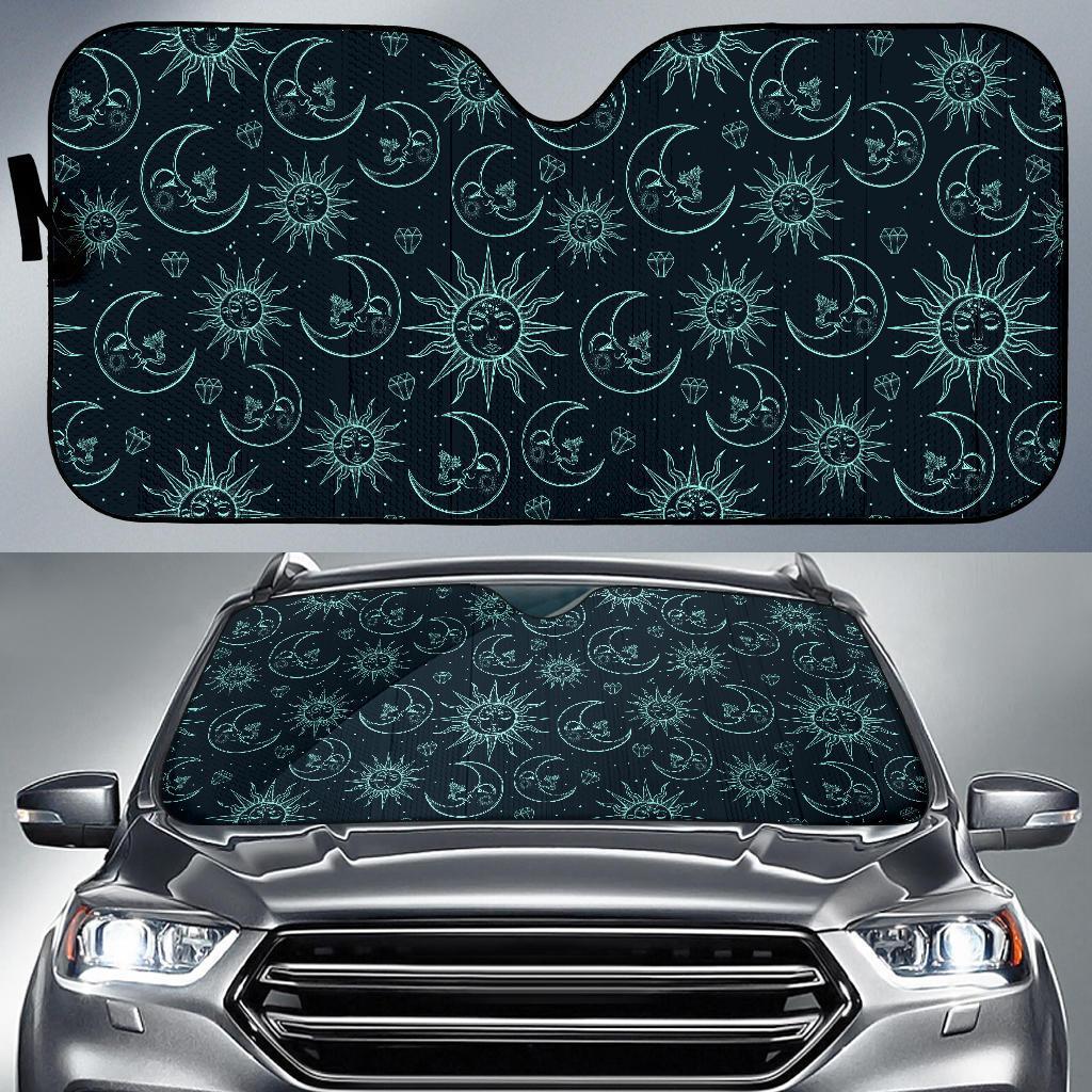 Sun Moon Magic Design Themed Print Car Sun Shade For Windshield