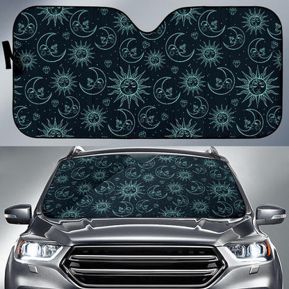 Sun Moon Magic Design Themed Print Car Sun Shade For Windshield