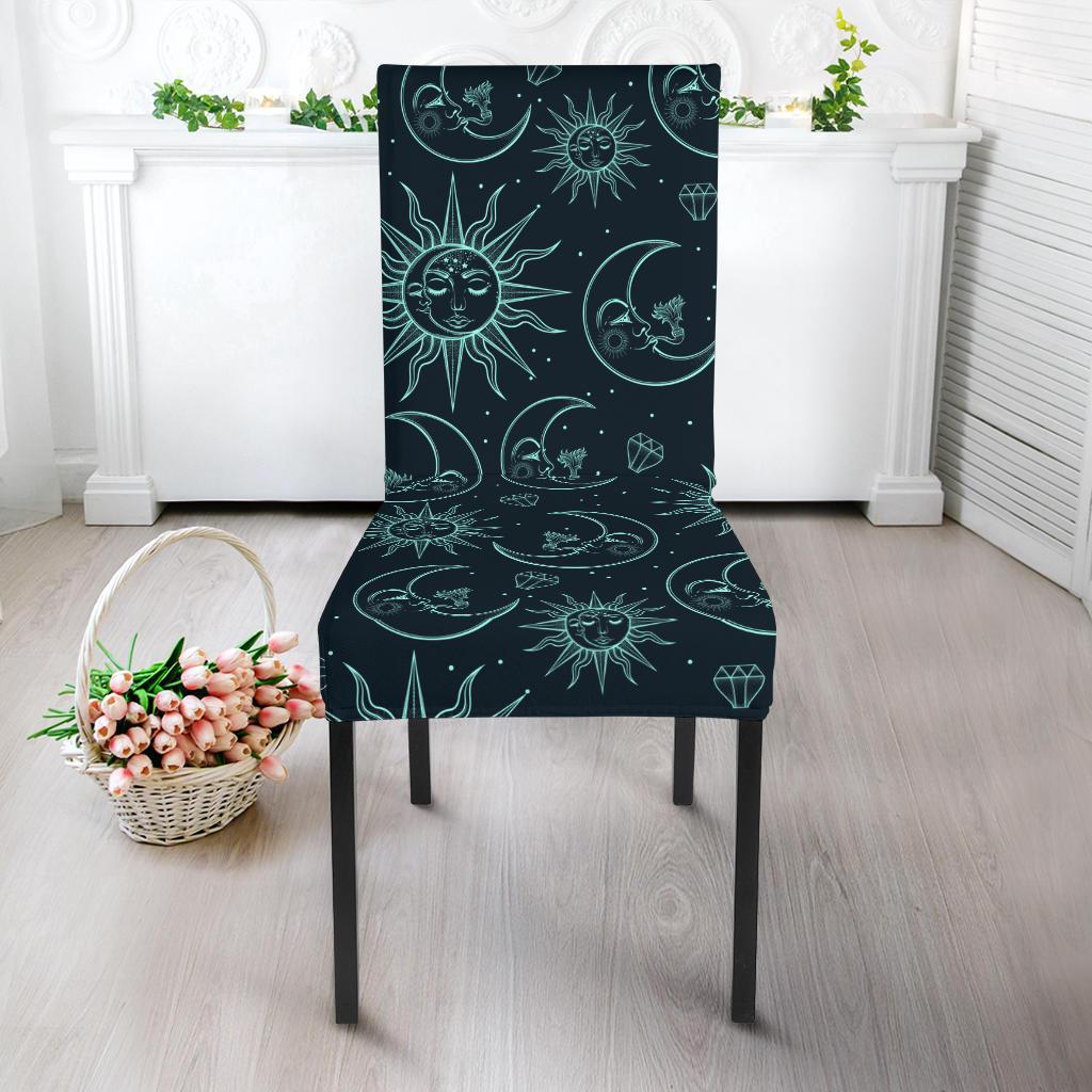Sun Moon Magic Design Themed Print Dining Chair Slipcover-JTAMIGO.COM