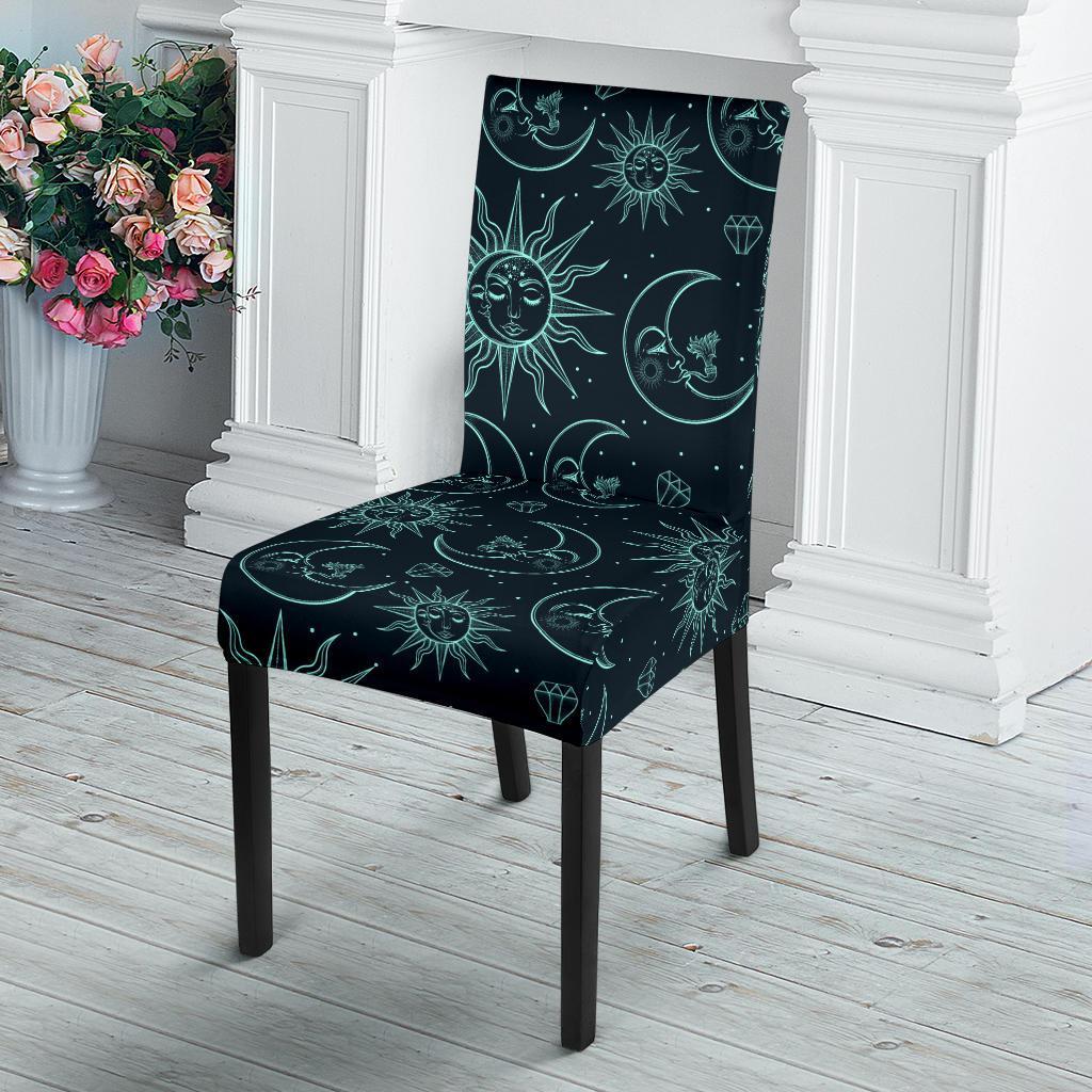 Sun Moon Magic Design Themed Print Dining Chair Slipcover-JTAMIGO.COM