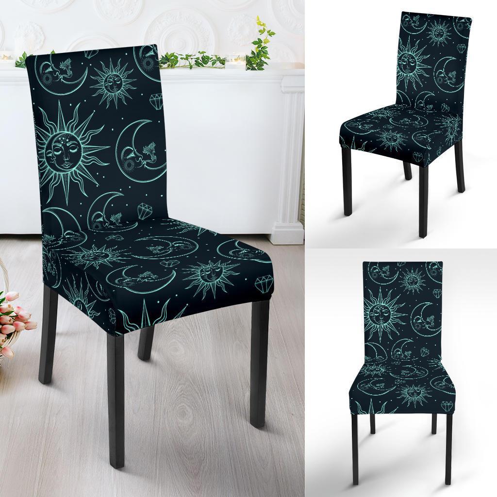Sun Moon Magic Design Themed Print Dining Chair Slipcover-JTAMIGO.COM