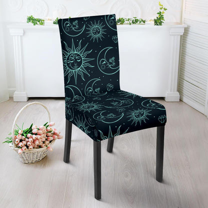 Sun Moon Magic Design Themed Print Dining Chair Slipcover-JTAMIGO.COM