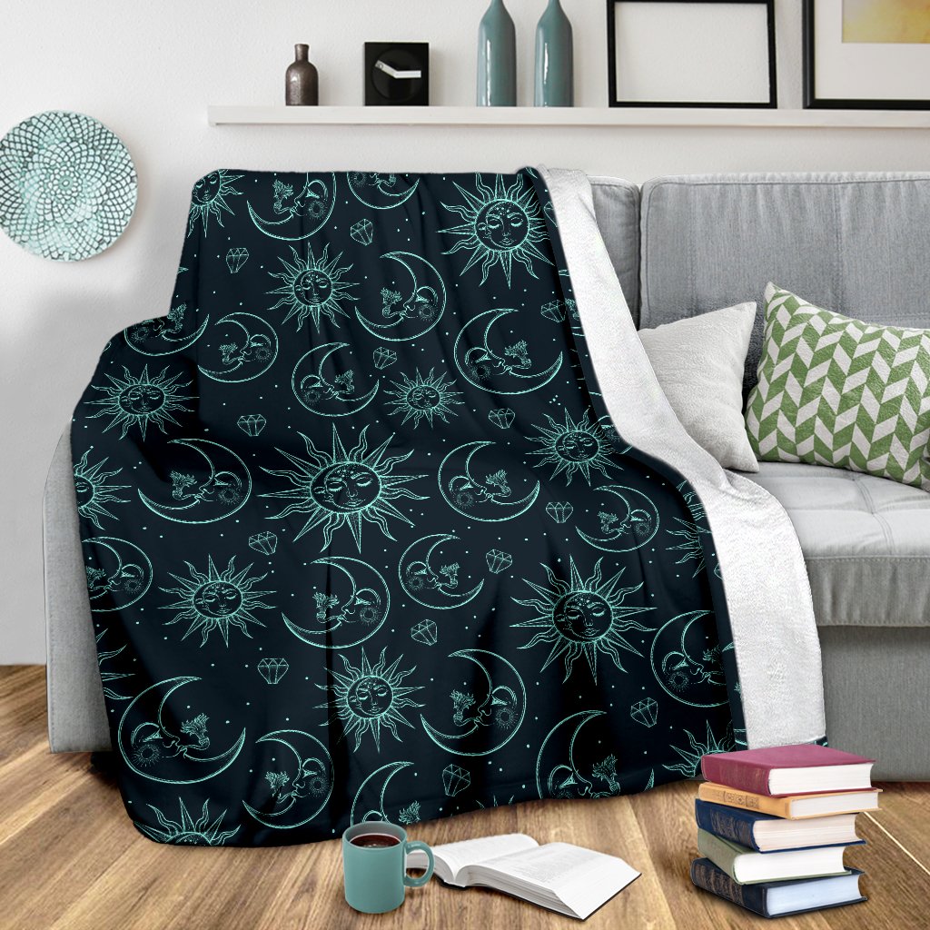 Sun Moon Magic Design Themed Print Fleece Blanket