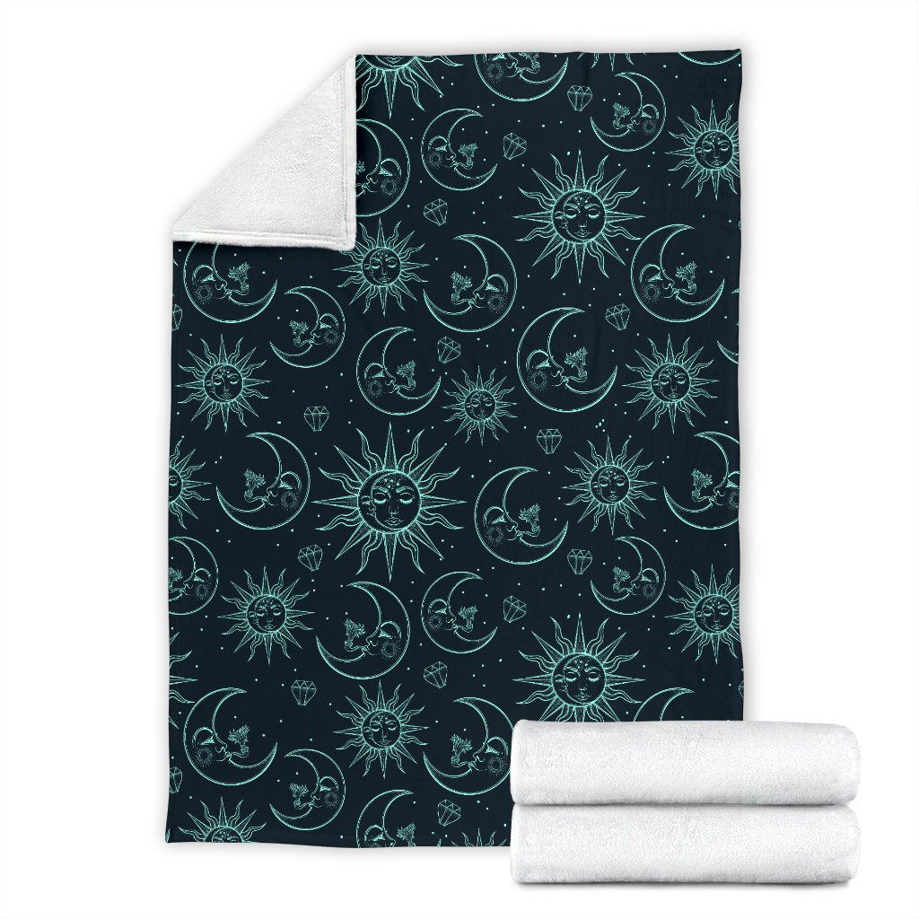 Sun Moon Magic Design Themed Print Fleece Blanket