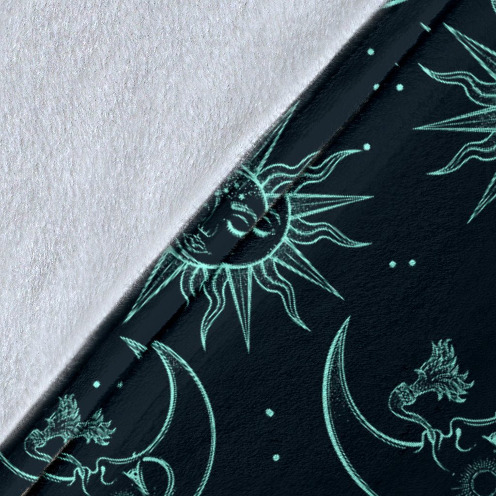 Sun Moon Magic Design Themed Print Fleece Blanket