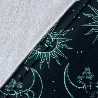 Sun Moon Magic Design Themed Print Fleece Blanket