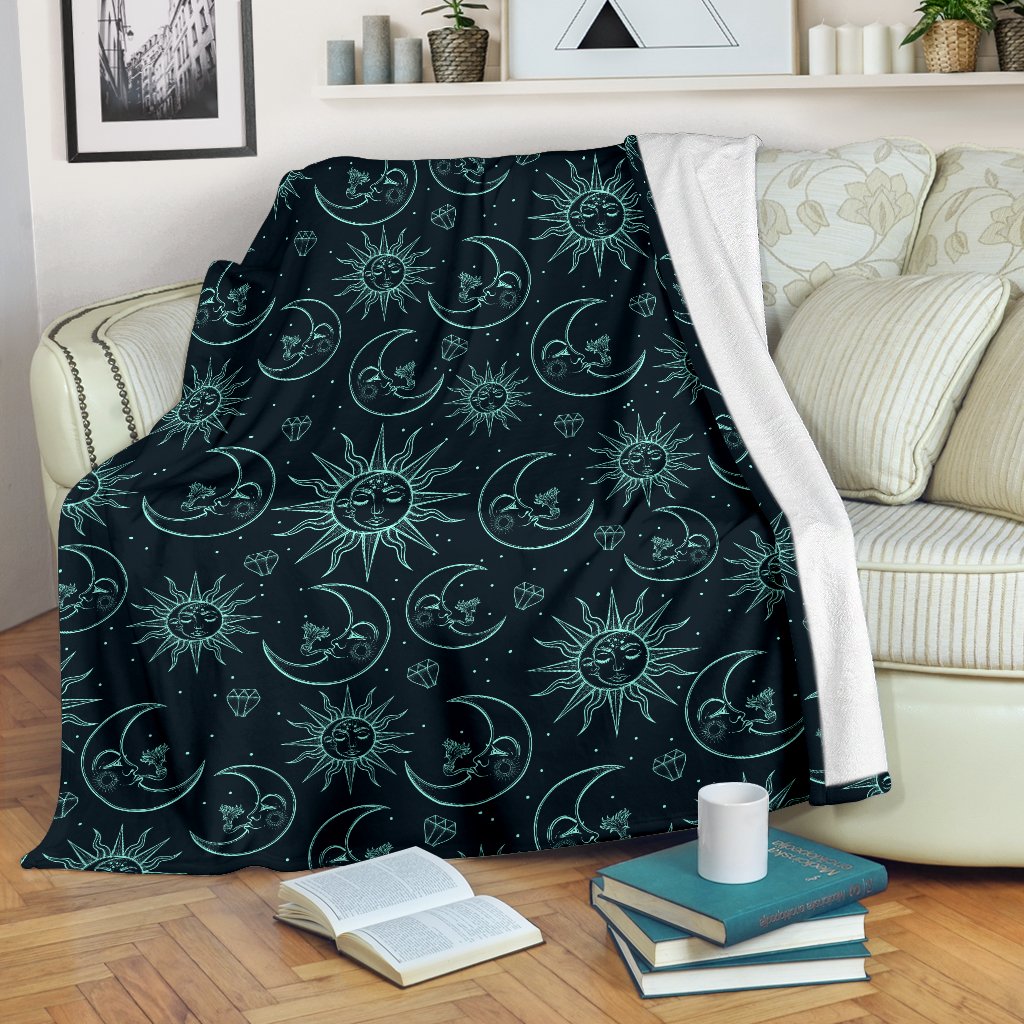 Sun Moon Magic Design Themed Print Fleece Blanket