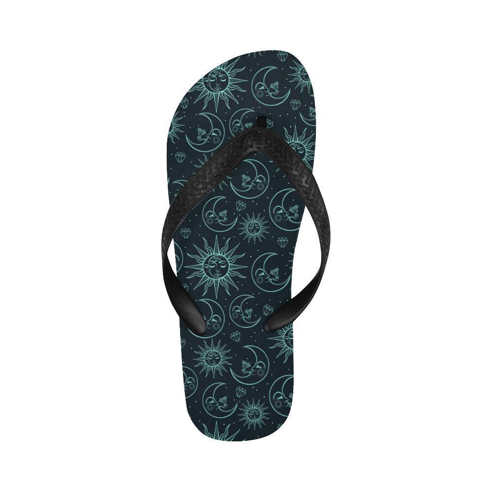 Sun Moon Magic Design Themed Print Flip Flops-JTAMIGO.COM