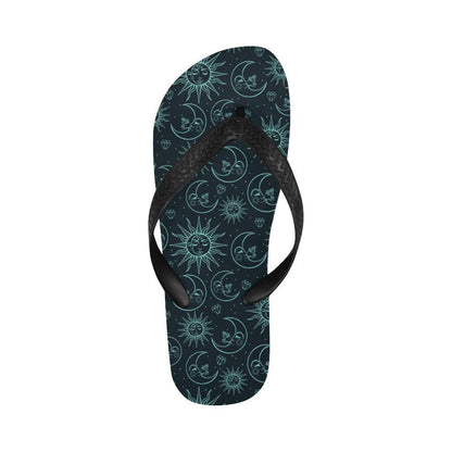 Sun Moon Magic Design Themed Print Flip Flops-JTAMIGO.COM