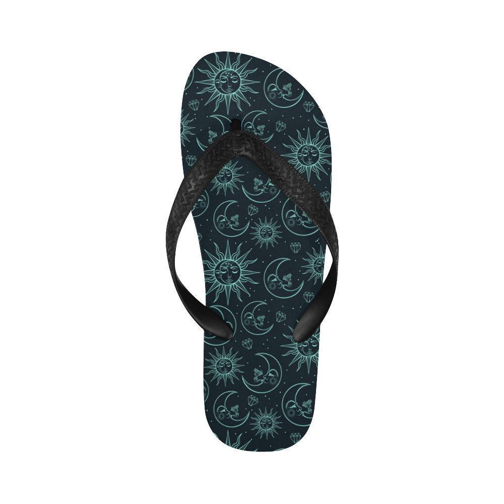 Sun Moon Magic Design Themed Print Flip Flops-JTAMIGO.COM