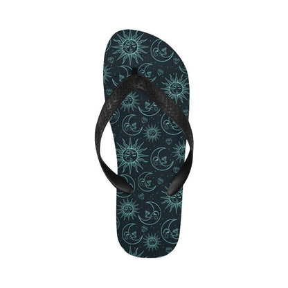 Sun Moon Magic Design Themed Print Flip Flops-JTAMIGO.COM