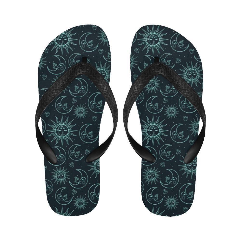 Sun Moon Magic Design Themed Print Flip Flops-JTAMIGO.COM