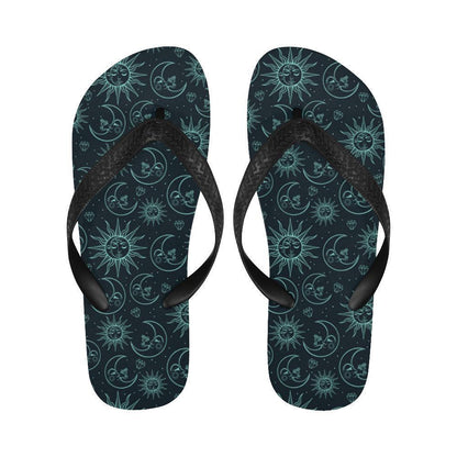 Sun Moon Magic Design Themed Print Flip Flops-JTAMIGO.COM
