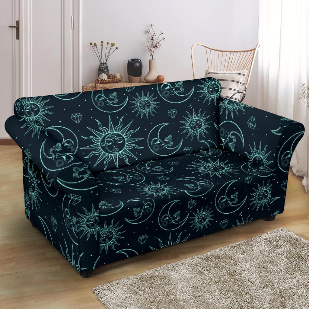 Sun Moon Magic Design Themed Print Loveseat Slipcover-JTAMIGO.COM