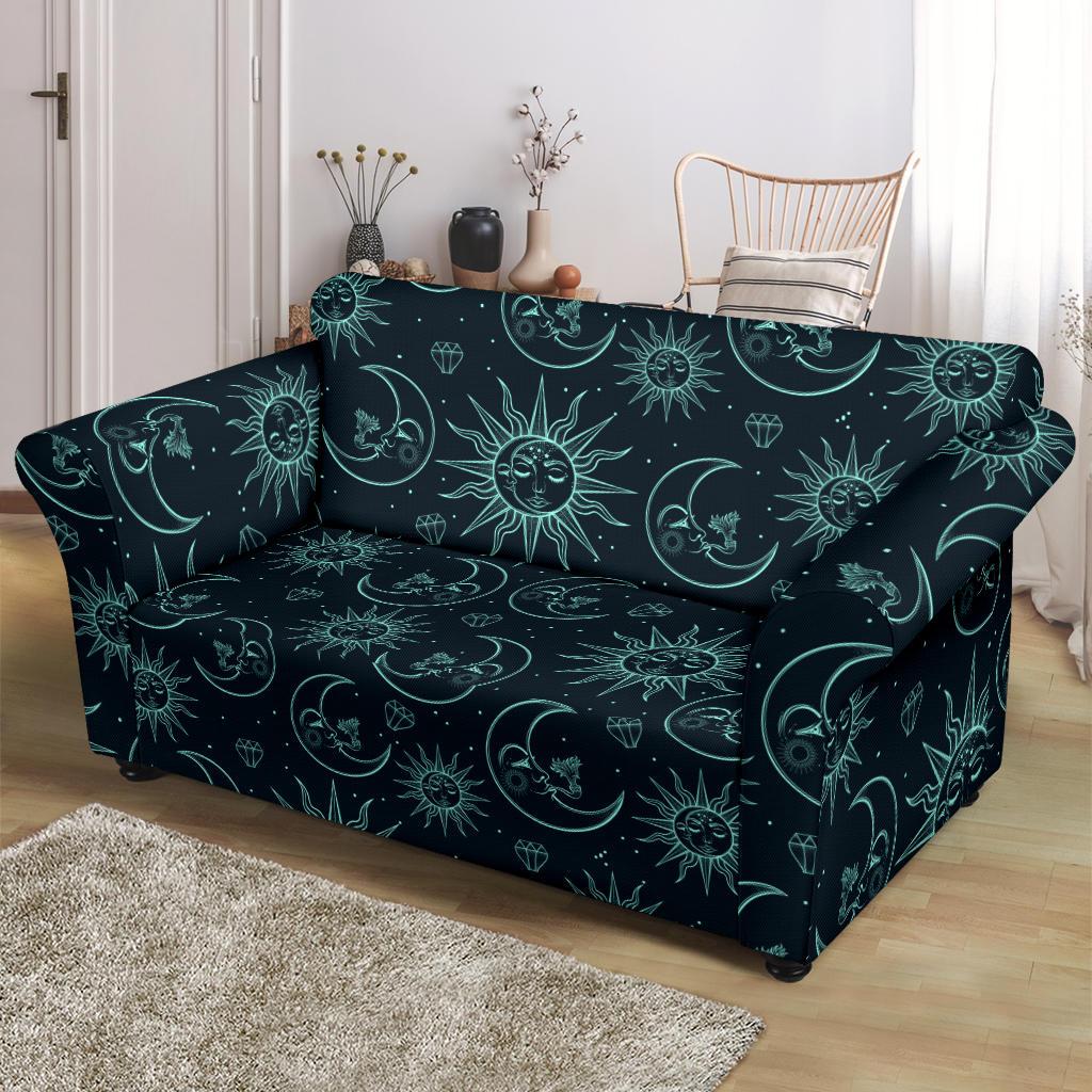Sun Moon Magic Design Themed Print Loveseat Slipcover-JTAMIGO.COM