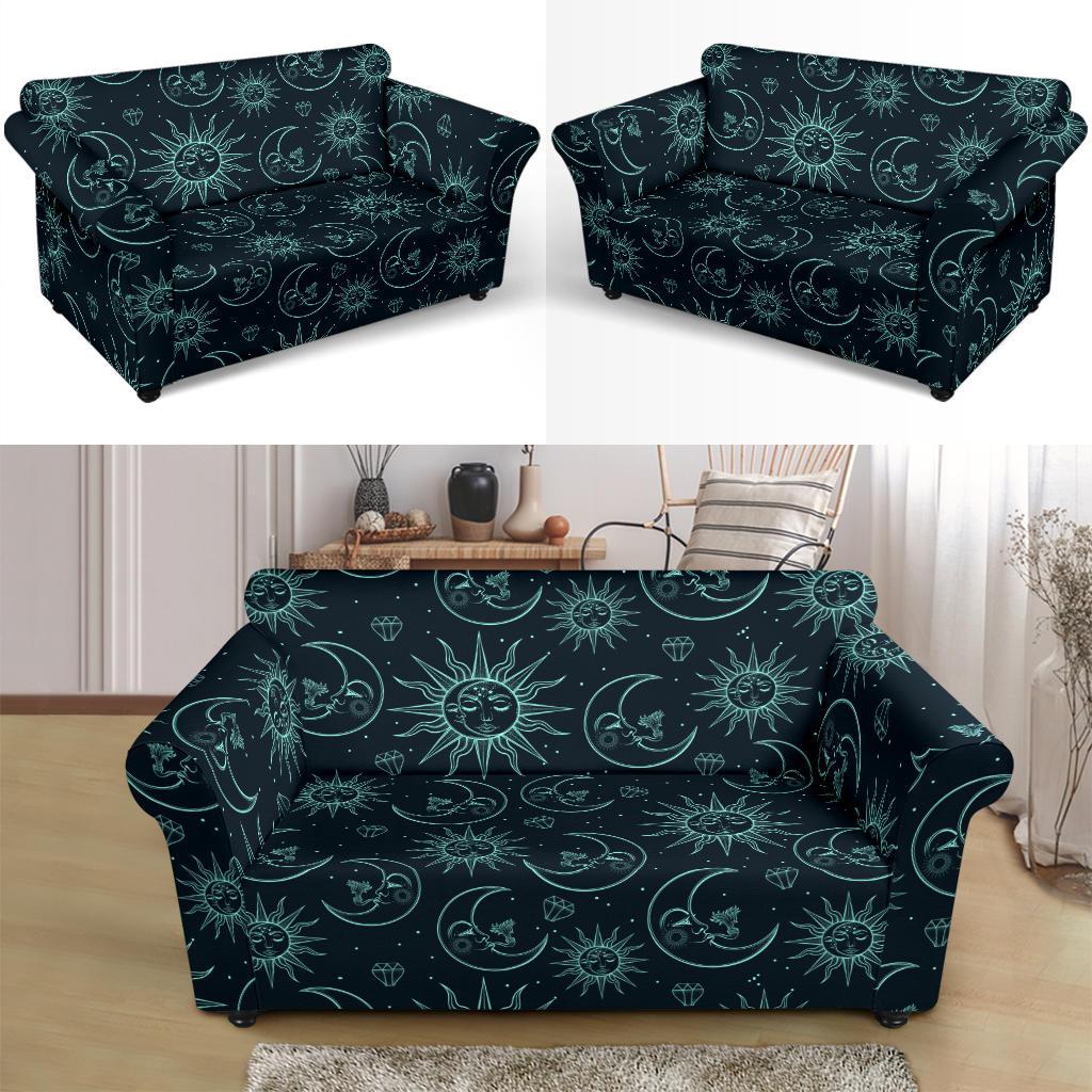 Sun Moon Magic Design Themed Print Loveseat Slipcover-JTAMIGO.COM