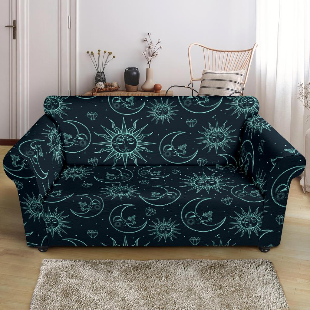 Sun Moon Magic Design Themed Print Loveseat Slipcover-JTAMIGO.COM