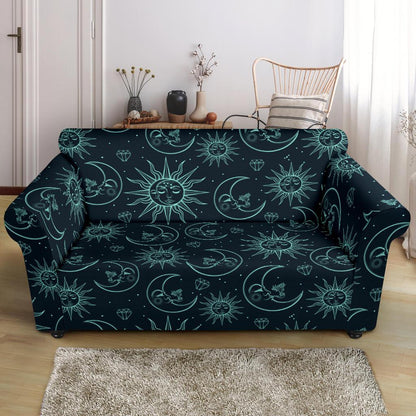 Sun Moon Magic Design Themed Print Loveseat Slipcover-JTAMIGO.COM