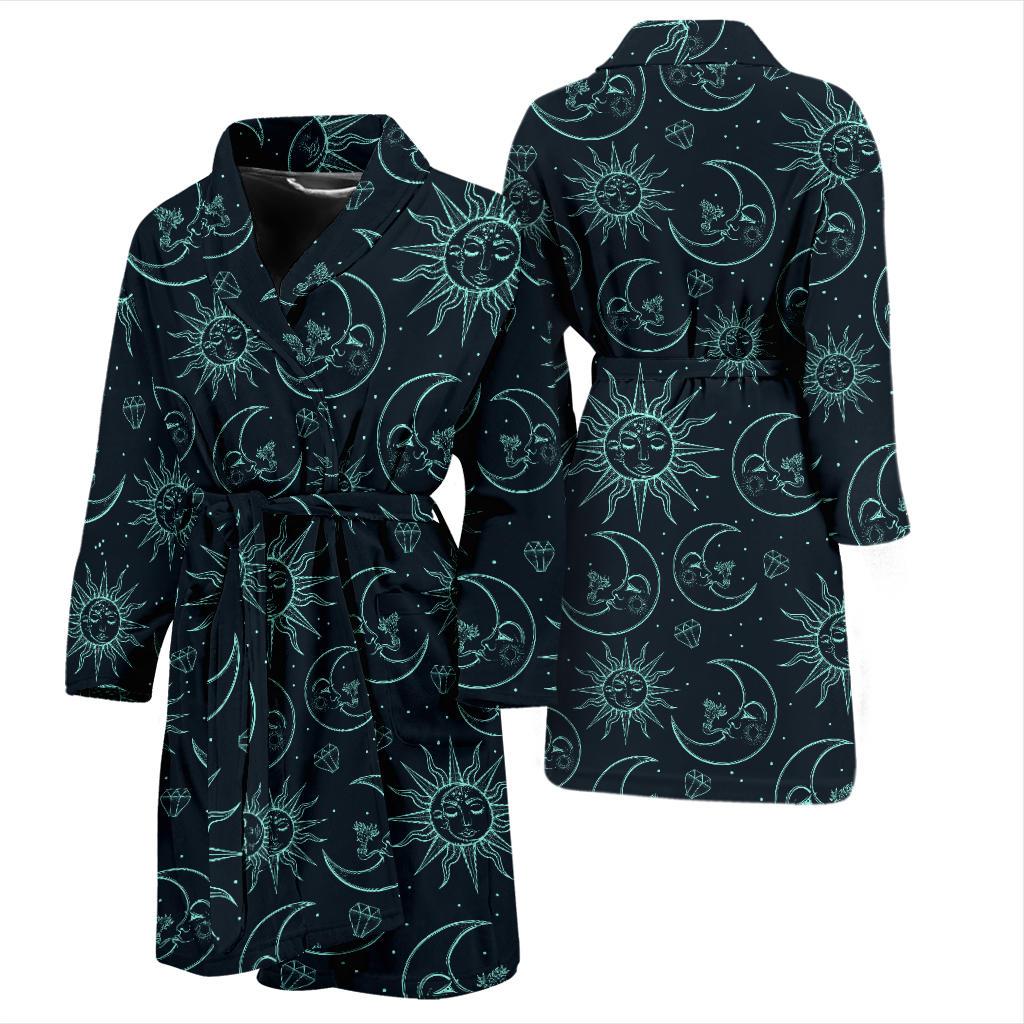Sun Moon Magic Design Themed Print Men Bath Robe-JTAMIGO.COM