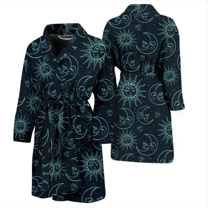 Sun Moon Magic Design Themed Print Men Bath Robe-JTAMIGO.COM