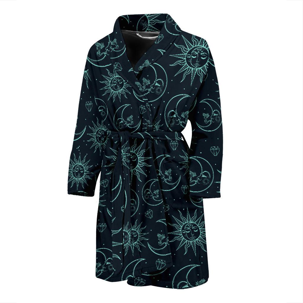 Sun Moon Magic Design Themed Print Men Bath Robe-JTAMIGO.COM