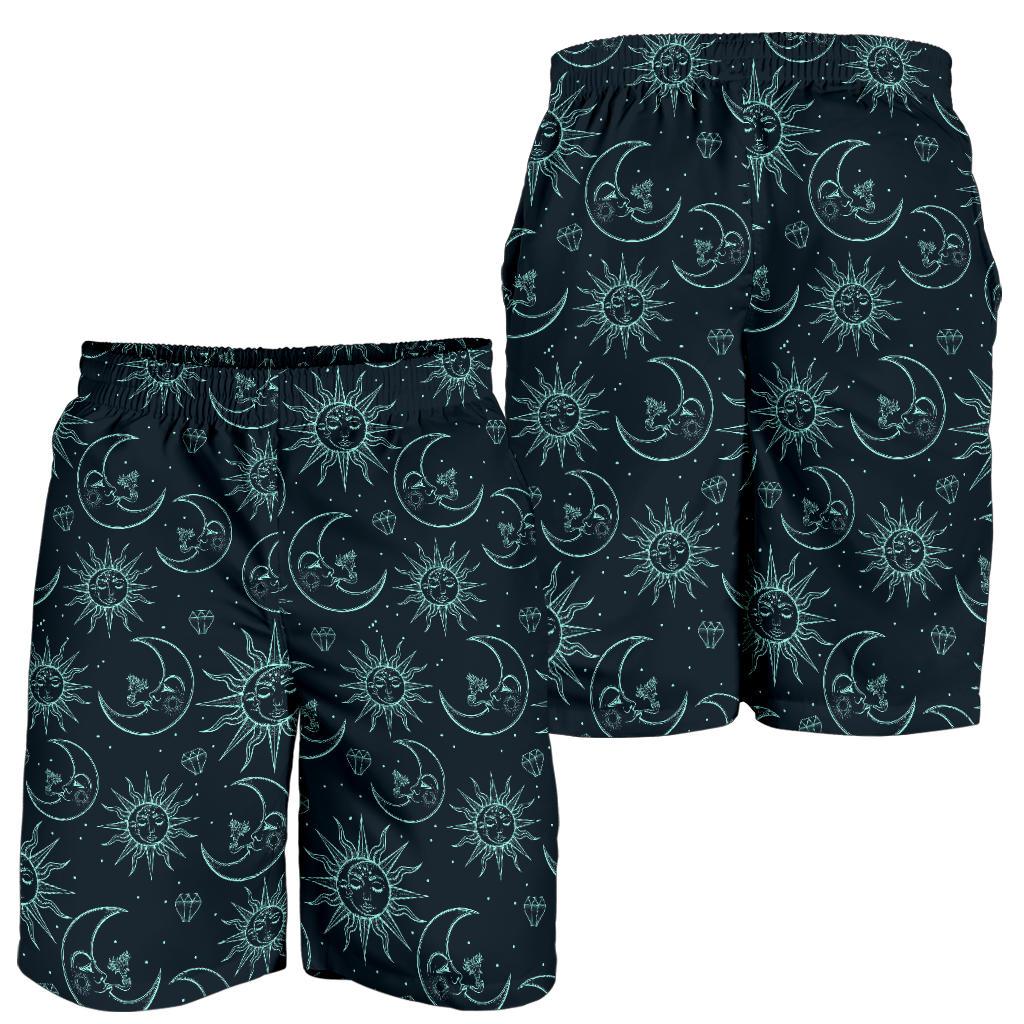 Sun Moon Magic Design Themed Print Mens Shorts-JTAMIGO.COM