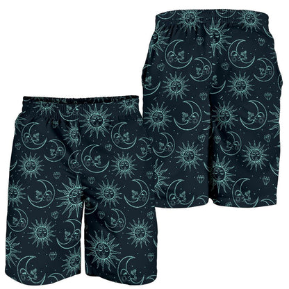 Sun Moon Magic Design Themed Print Mens Shorts-JTAMIGO.COM