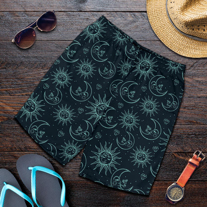Sun Moon Magic Design Themed Print Mens Shorts-JTAMIGO.COM