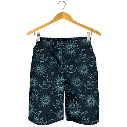 Sun Moon Magic Design Themed Print Mens Shorts-JTAMIGO.COM