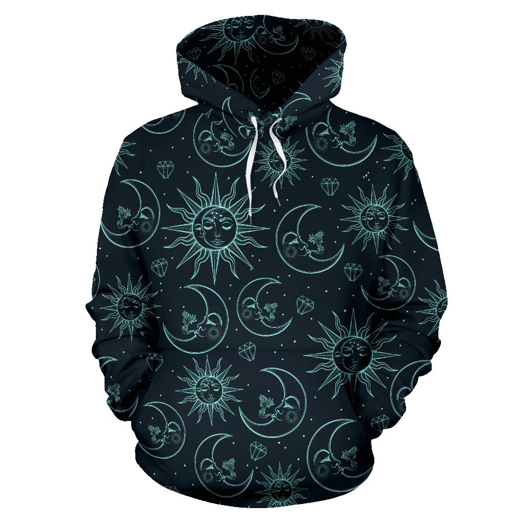 Sun Moon Magic Design Themed Print Pullover Hoodie
