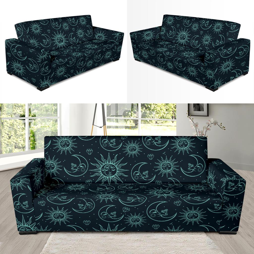 Sun Moon Magic Design Themed Print Sofa Slipcover-JTAMIGO.COM