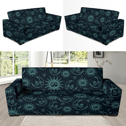 Sun Moon Magic Design Themed Print Sofa Slipcover-JTAMIGO.COM