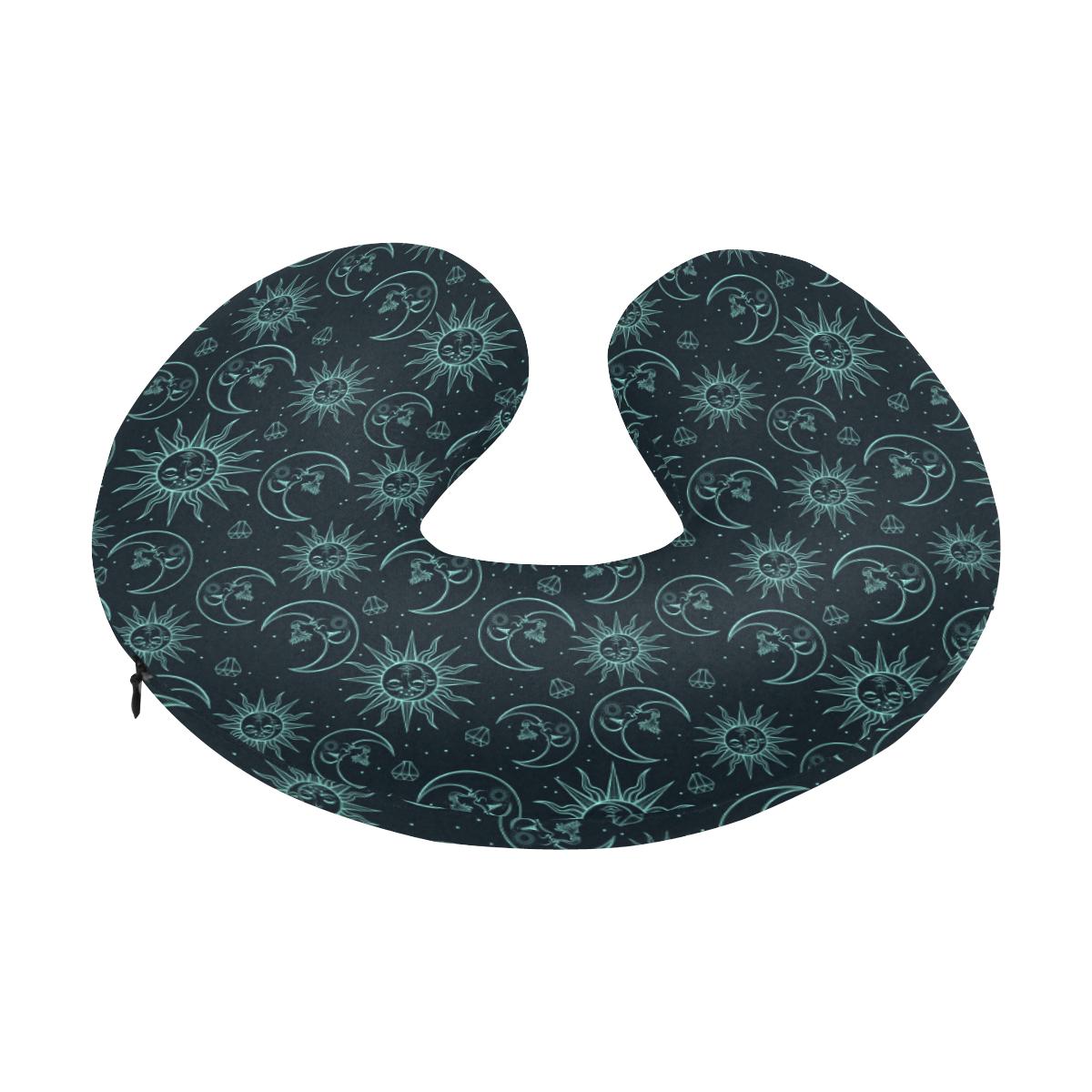 Sun Moon Magic Design Themed Print U-Shaped Travel Neck Pillow-JTAMIGO.COM