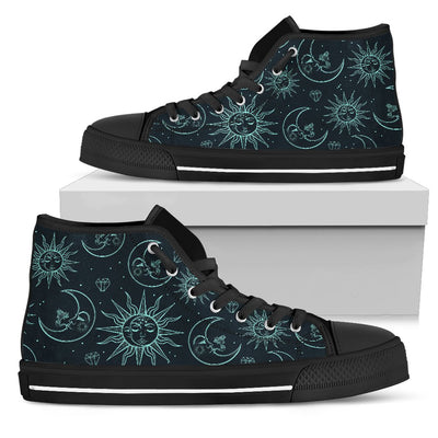 Sun Moon Magic Design Themed Print Women High Top Shoes