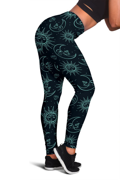 Sun Moon Magic Design Themed Print Women Leggings