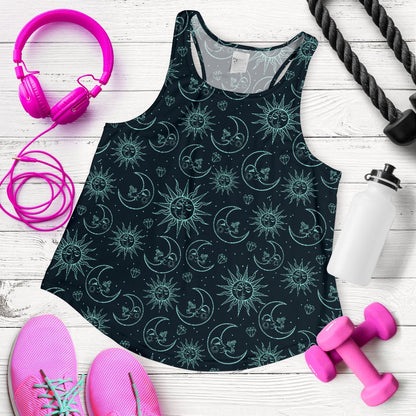 Sun Moon Magic Design Themed Print Women Racerback Tank Top