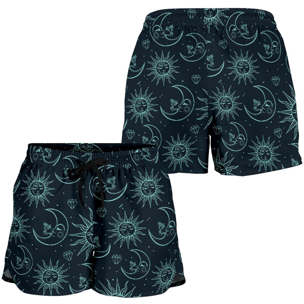 Sun Moon Magic Design Themed Print Women Shorts-JTAMIGO.COM