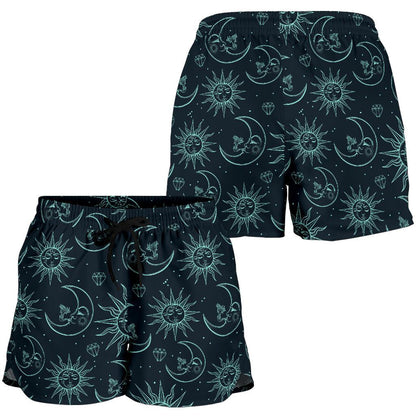 Sun Moon Magic Design Themed Print Women Shorts-JTAMIGO.COM