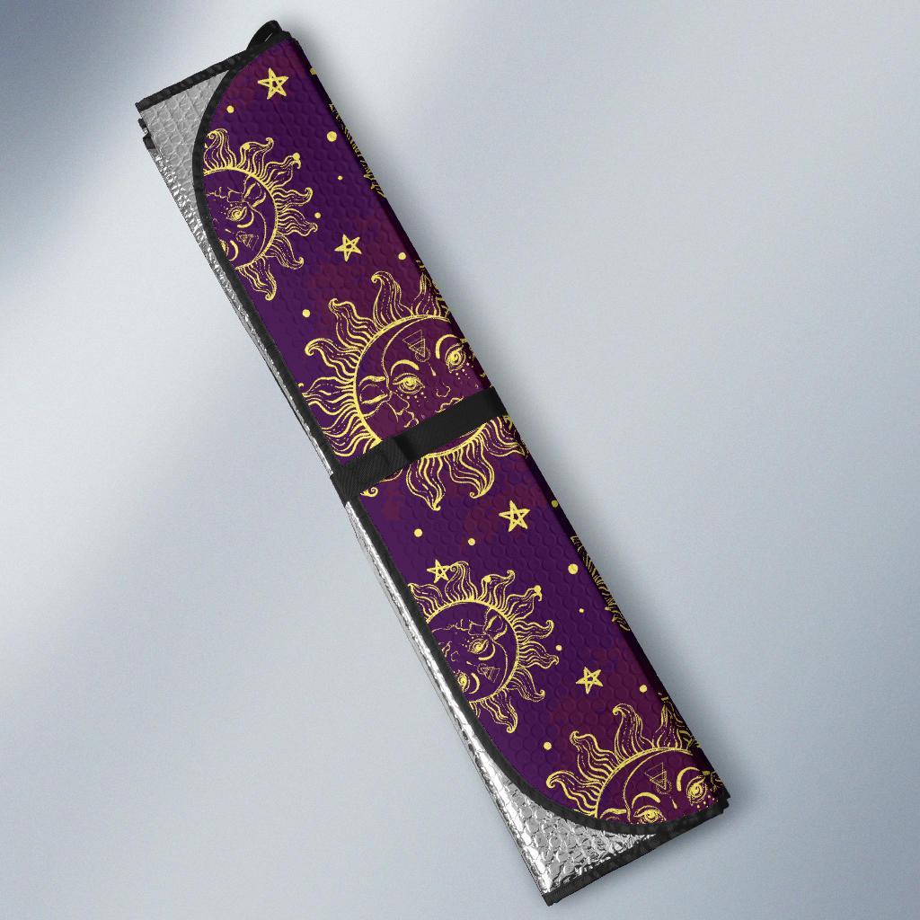 Sun Moon Star Design Themed Print Car Sun Shade For Windshield