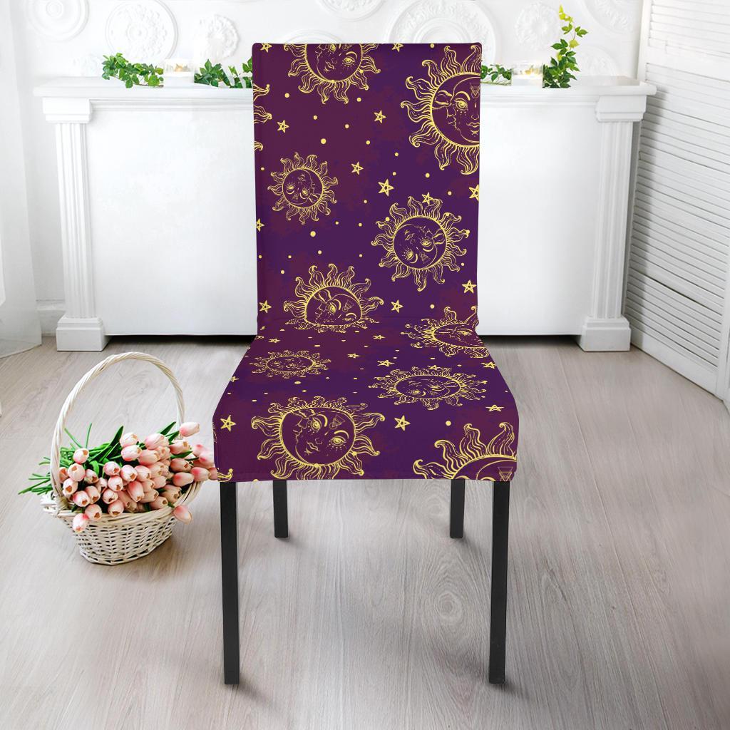 Sun Moon Star Design Themed Print Dining Chair Slipcover-JTAMIGO.COM
