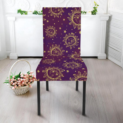 Sun Moon Star Design Themed Print Dining Chair Slipcover-JTAMIGO.COM